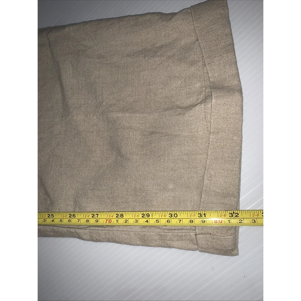 Eddie Bauer 100% Linen Pants Mens 38 Tall Cuffed Pleated Tan Casual Resort 38x32